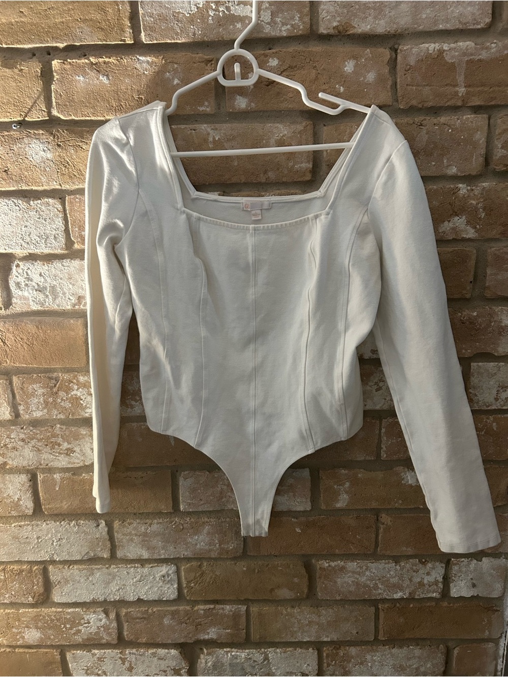 GB Women’s Cream Square Neck Long Sleeve Bodysuit Size Large